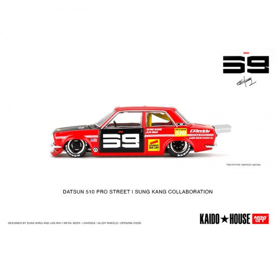 MINI GT 1/64 DATSUN 510 PRO STREET SUNG KANG SK510 RED LHD DIECAST SCALE MODEL CAR - Precinto