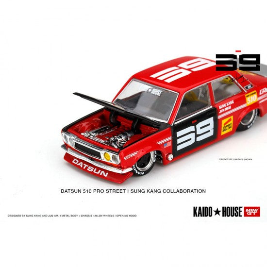 MINI GT 1/64 DATSUN 510 PRO STREET SUNG KANG SK510 RED LHD DIECAST SCALE MODEL CAR - Precinto