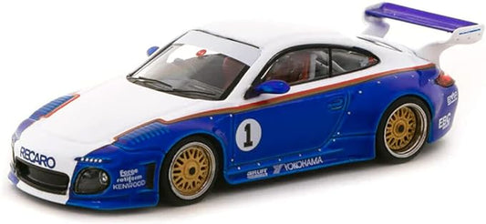 Tarmac Works 1/64 Old and New Porsche 911 997 Blue/White