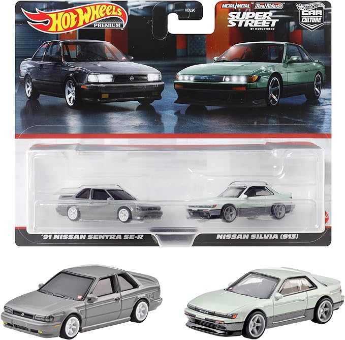 Hot Wheels HYF04 Premium 2-Pack '91 Nissan Sentra SE-R/Nissan Silvia (S13) [Mini Car] [3 Years Old and Up]