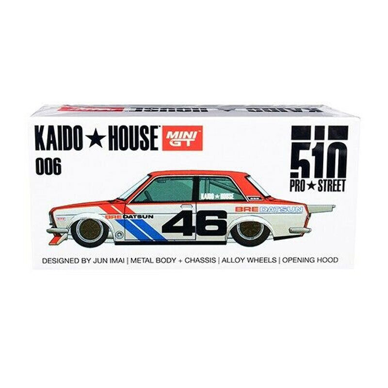 MINI GT - KAIDO HOUSE -  MGTKHMG006 Datsun 510 Pro Street BRE510 V2 rojo/blanco (LHD) 1:64