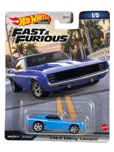 Hot Wheels 2023 Premium Chevy Camaro Yenko 1969 Premium Fast & Furious 1/5 azul 1969